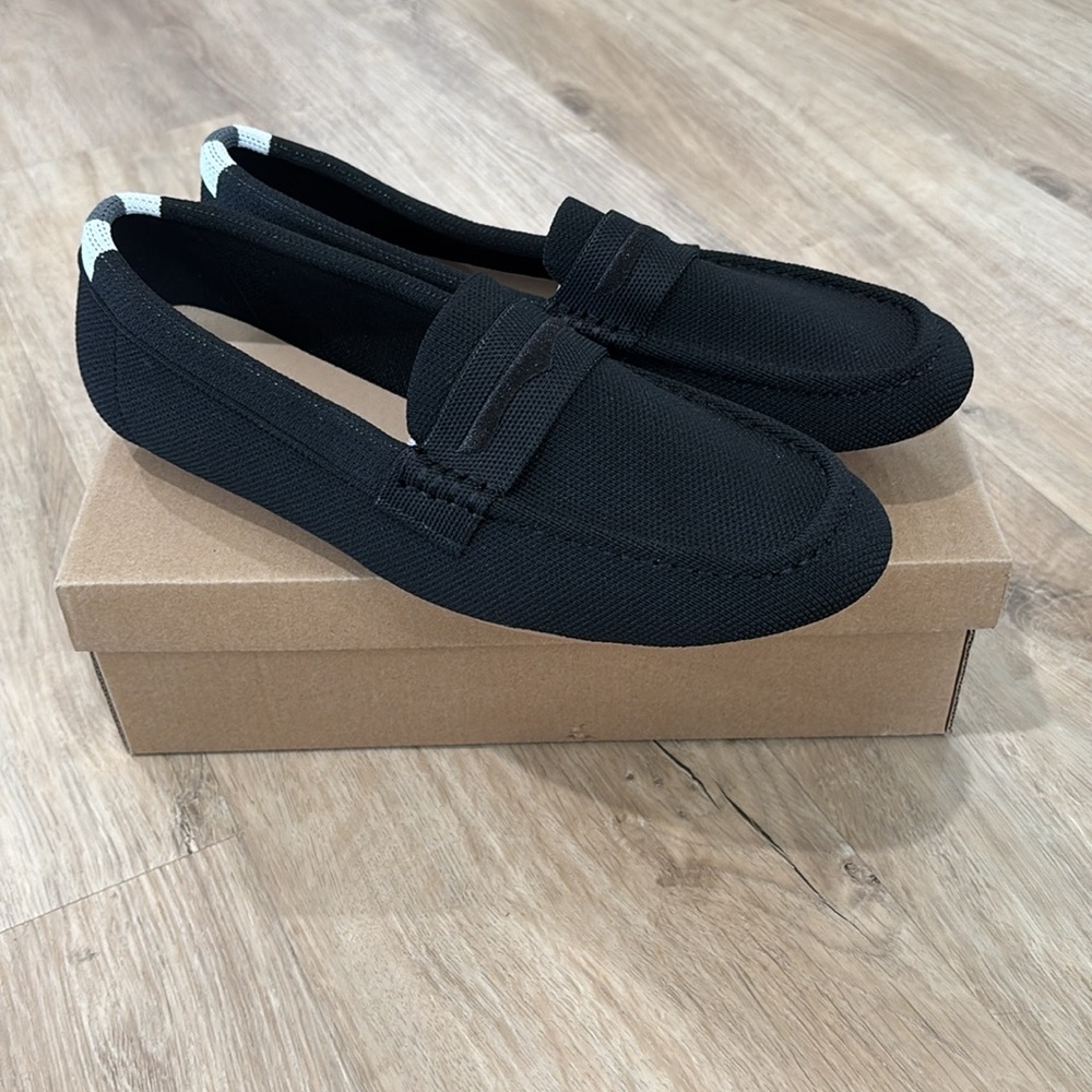 NEW Women’s Slip On Knit Black Loafers - Picture 5 of 7